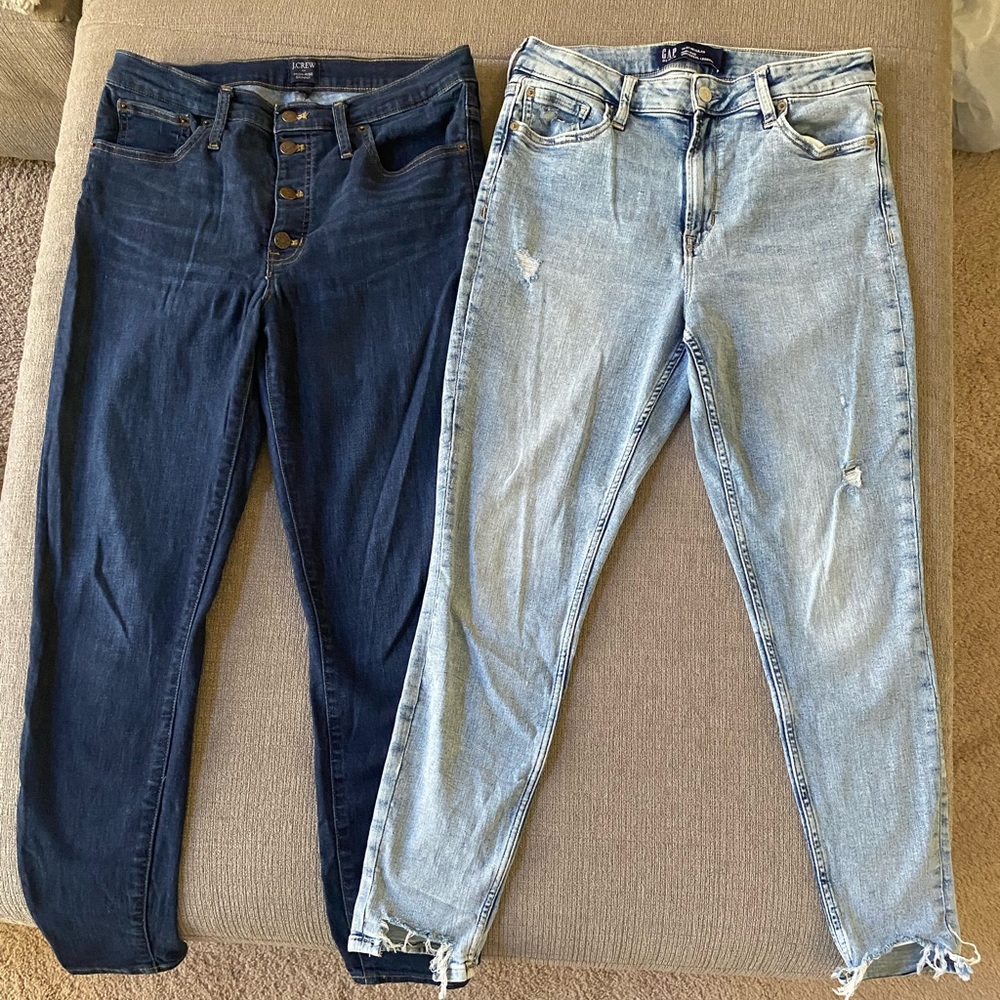 2 Pair Jeans, J. Crew and Gap, Size 10